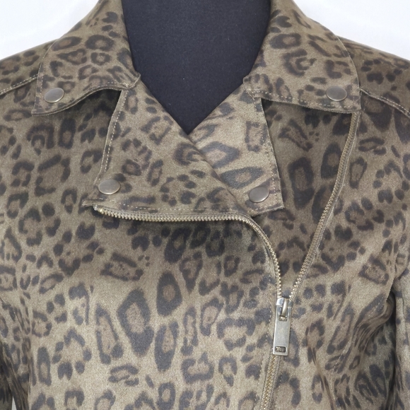 Catherine Malandrino Faux Leather Leopard Print Asymmetric Zip Jacket - Size XS - Picture 4 of 15